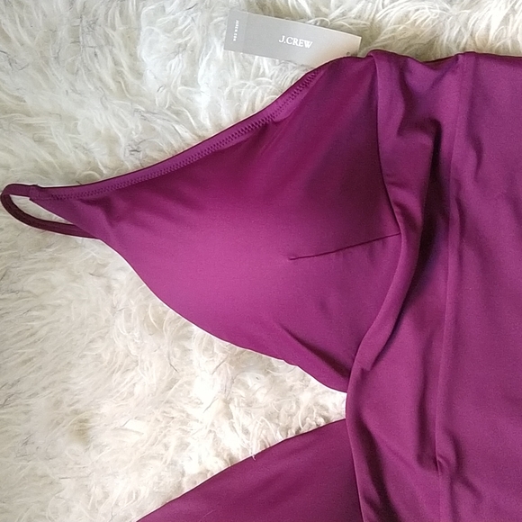 J. Crew Deep V-neck French One Piece Swimsuit Iris Purple Plus Size 22 NWT - Picture 3 of 8